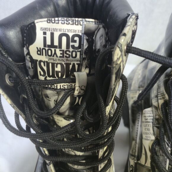 Shoe Republic LA Boots Vogue Magazine Size 8.5 Graphic Black White - Picture 12 of 16